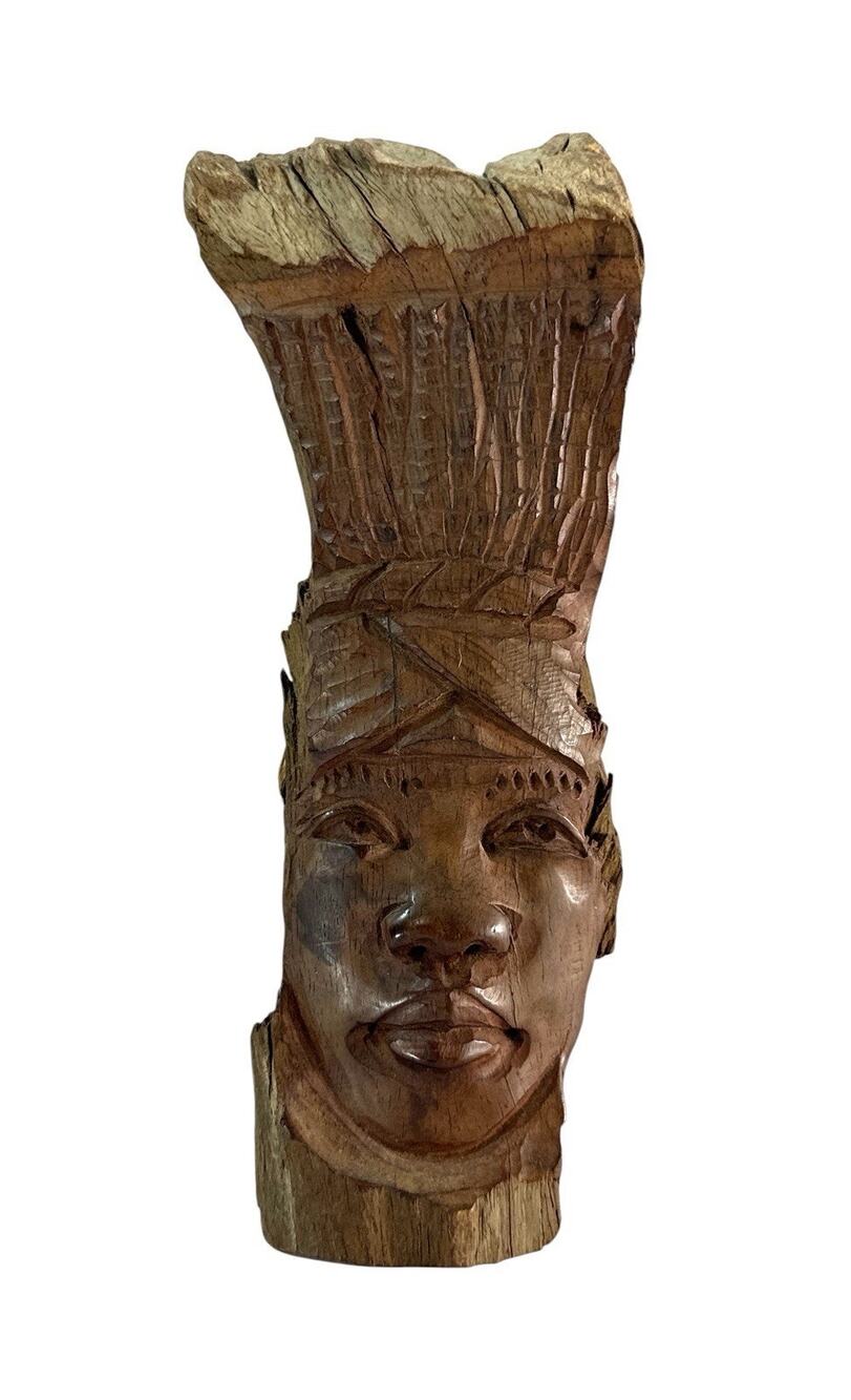 Emmanuel Chikumbirike Signed Zimbabwe African Wood Sculpture Carved Face 7.5”